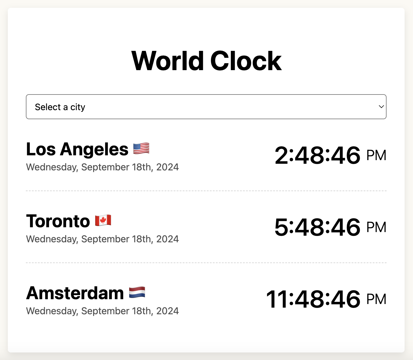 World Clock App Preview